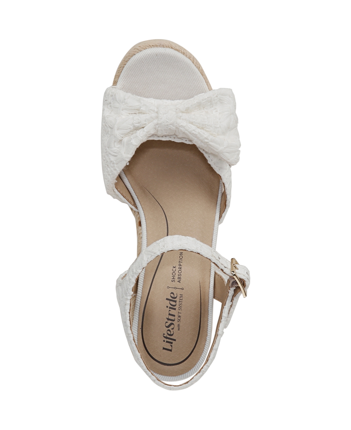 Shop Lifestride Women's Tahlia Open Roundtoe Espadrille Wedge Sandals In White Fabric