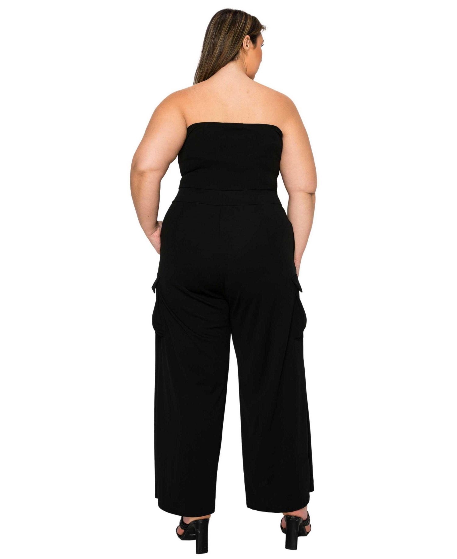 Women's Plus Size Yumi Sleeveless Cargo Jumpsuit