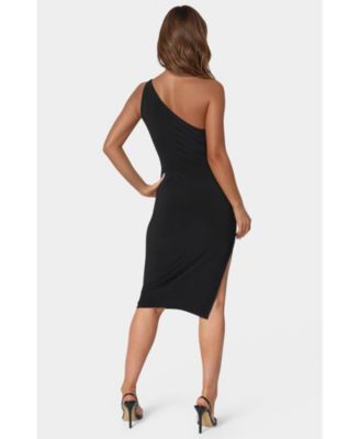 Women's Jersey One Shoulder Midi with Gold Trim