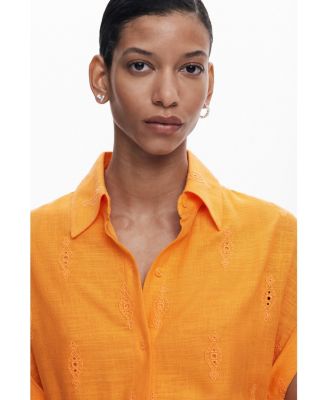 Women's Shirt dress with perforated hem