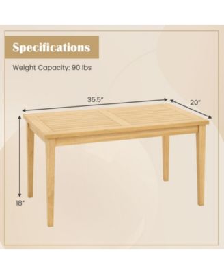 Balcony Coffee Table with Slatted Teak Top, Weather-Resistant Outdoor Design
