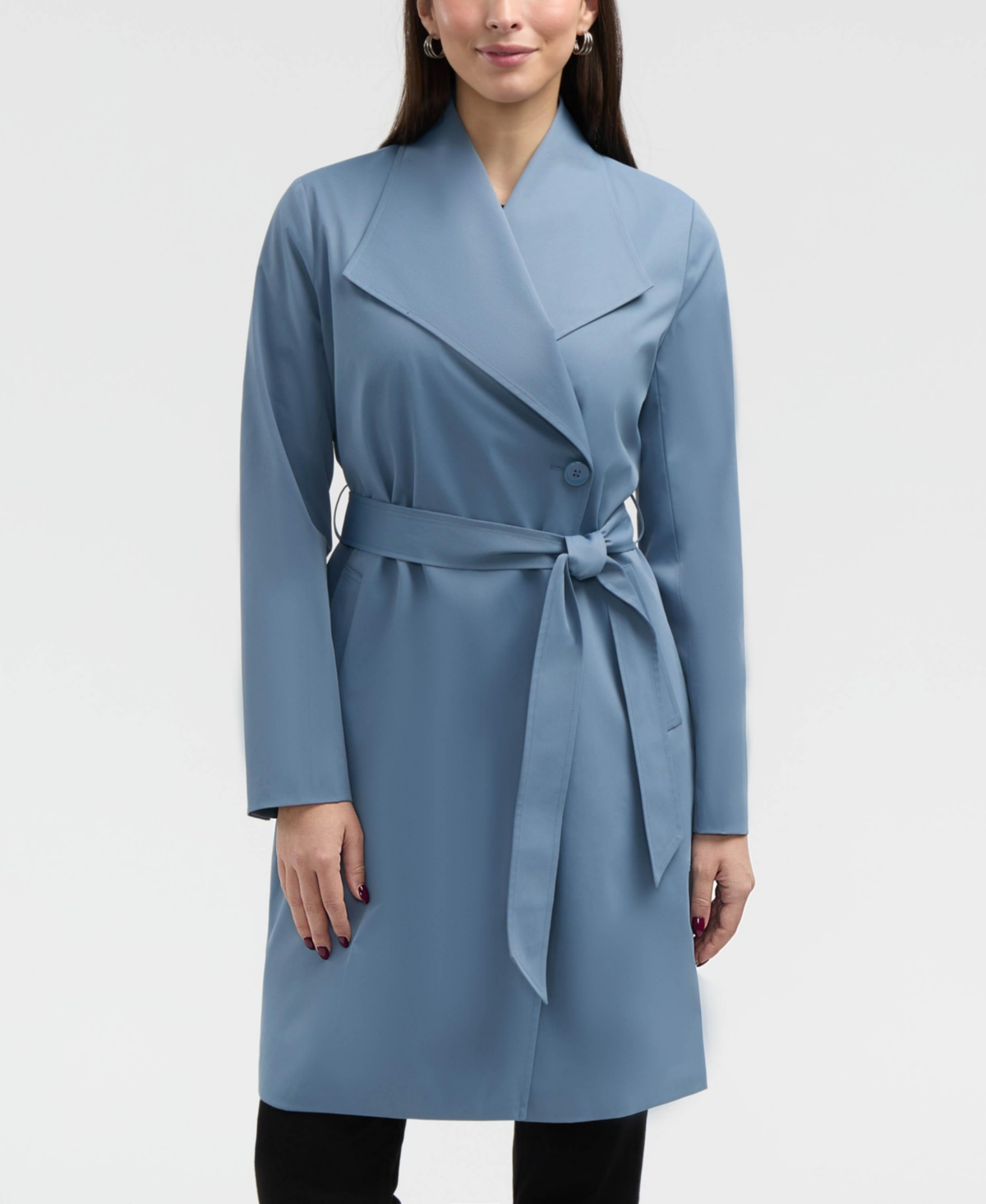 Women's Classic Long Trench - Dusty blue