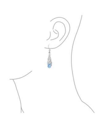 Blue Topaz Amethyst Moonstone Celtic Knot Dangle Earrings in Sterling Silver