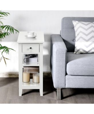 Set of 2 3Tier Nightstand Bedside Side End Table w/Double Shelves Drawer