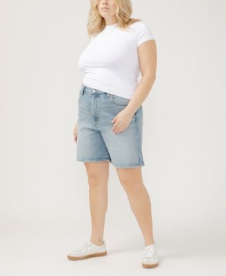 Plus Size High Rise Vintage Long Shorts