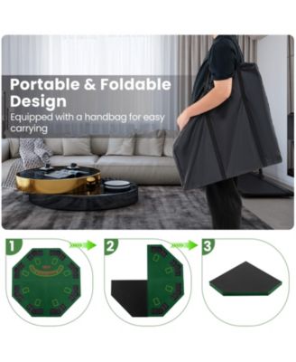 8-Player Foldable Poker Table Top with Carrying Bag and Cup Holders Compact and Portable for Home Games