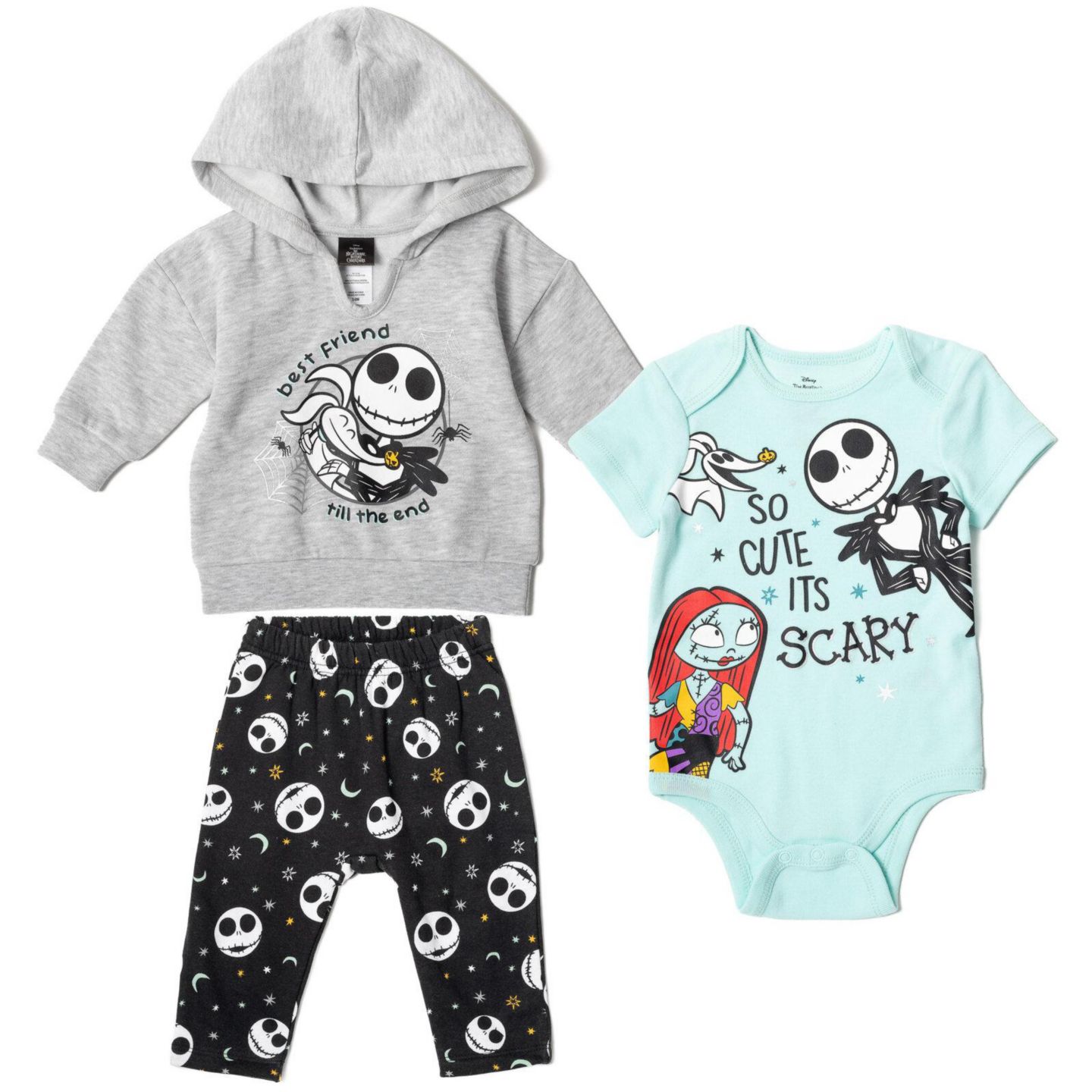 Детский комплект Disney Nightmare Before Christmas: флисовое худи, боди и брюки, цвет: Синий — фото 1