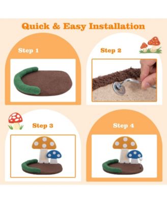 Mushroom Cat Bed with Cat Claw Scratcher & Wide Scratch Panel Cozy & Fun Playhouse for Cats