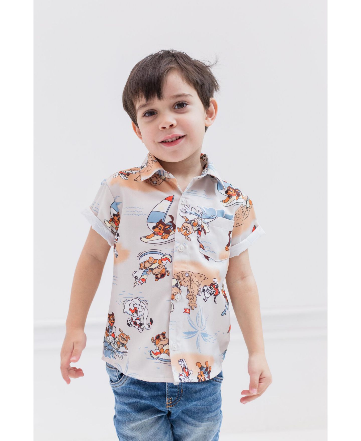 Рубашка Paw Patrol Matching Family Hawaiian Button Down Dress Shirt для мальчиков, цвет: Коричневый — фото 4
