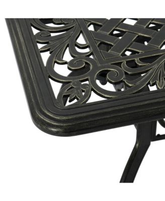 59 Inches Cast Aluminium Outdoor Dining Table Patio Rectangular Dining Table with Umbrella Hole Patio Bistro Table for Backyard Garden Patio, Antique Bronze