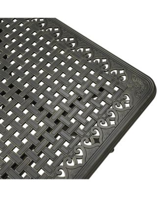 7pcs Patio Furniture Set Cast Aluminium Outdoor Dining Set 6 Outdoor Dining Chairs and 71 Inches Rectangular Dining Table for Balcony Porch Backyard Garden