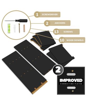 5 Tier Wall Mounted Floating Shelf Unit with Hooks - Home Decor and Storage Organizer