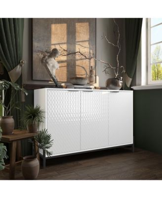 Modern Storage Cabinet with Adjustable Shelves, 49IN Accent Cabinet with 3 Doors, Decorative Cabinets for Living Room, Kitchen, Office