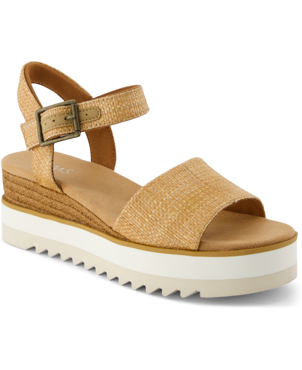 Shop Toms Women's Diana Platform Wedge Sandals In Brown Sugar Raffia