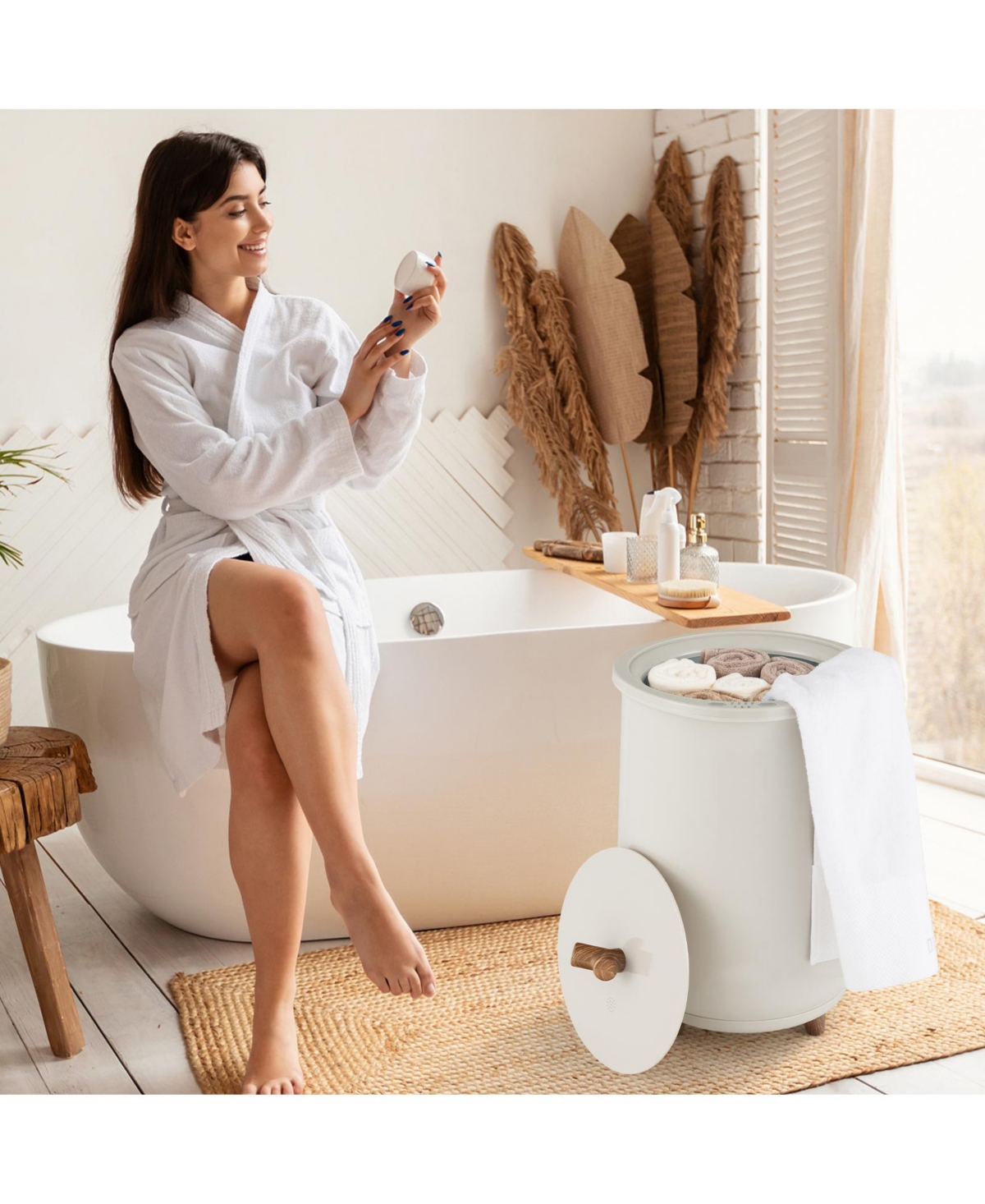 23L Large Luxury Bucket-Style Towel Warmer with Fragrant Disc Holder