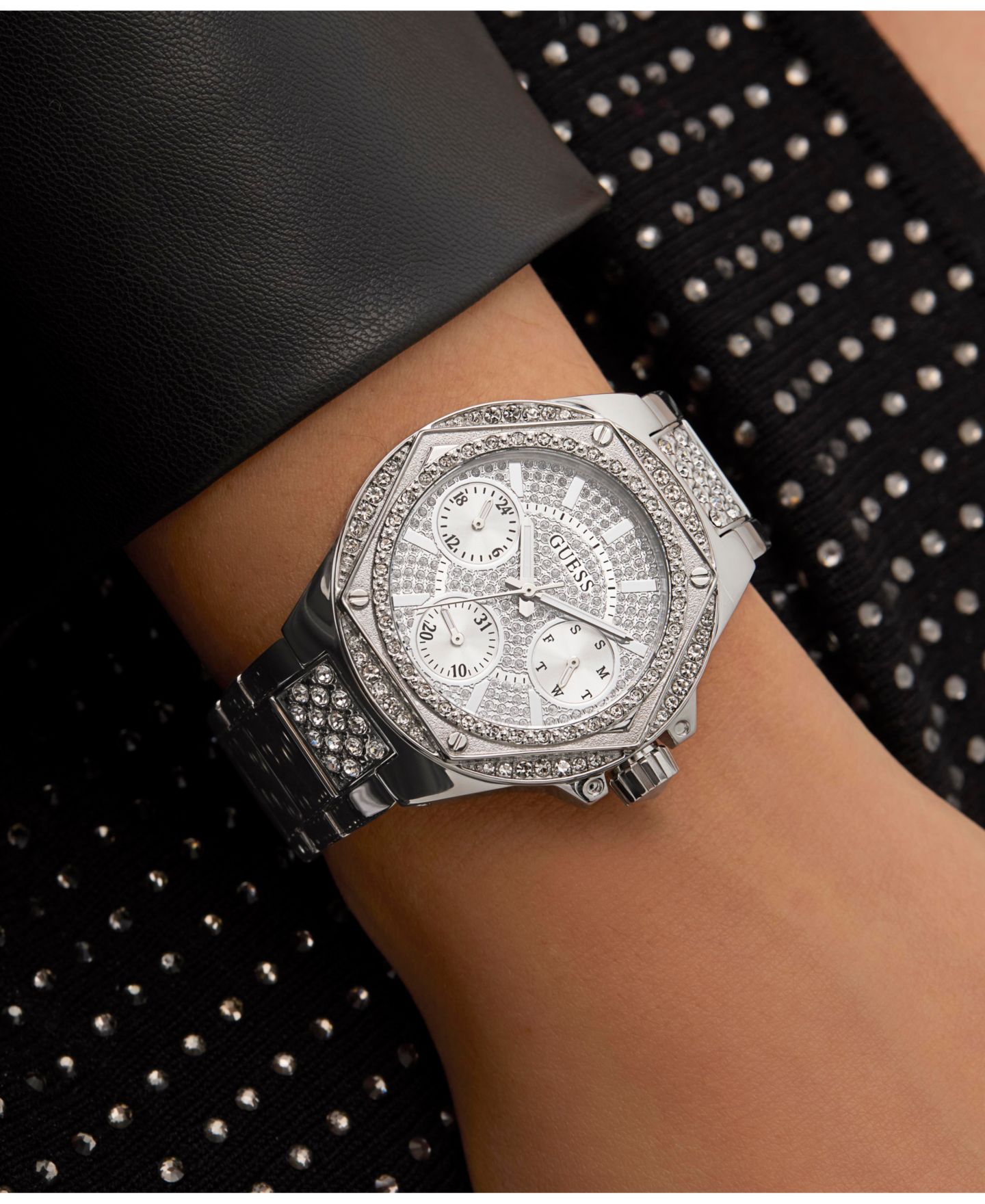 Женские часы GUESS Multifunction Silver-Tone Stainless Steel Watch, 38mm — фото 5