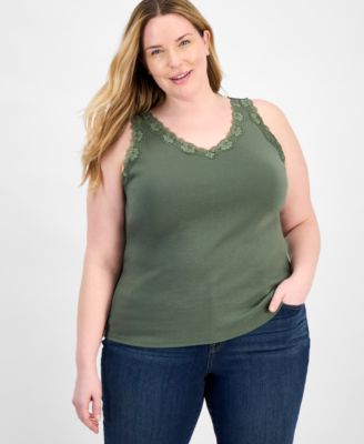Style & Co - Plus Size Lace-Trimmed Tank Top