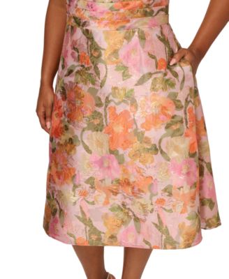 Plus Size Floral Jacquard Midi Dress