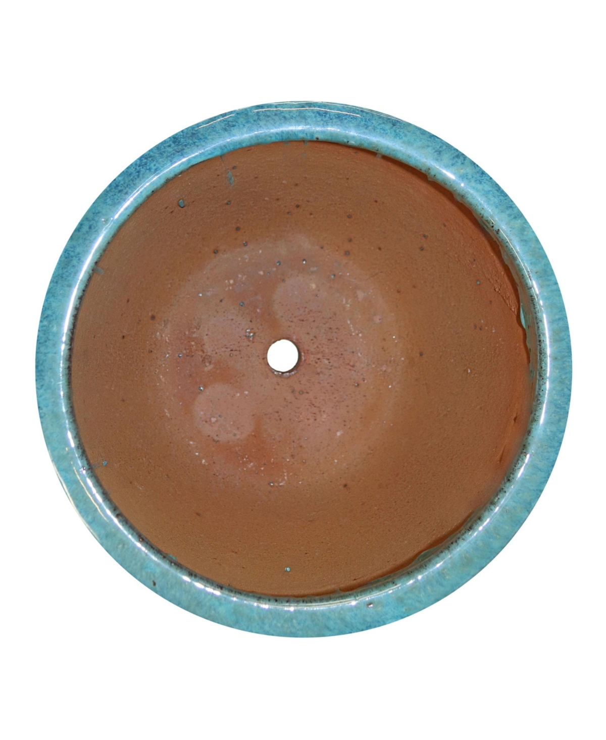 Raised Hexagon Pattern Glazed Ceramic Planter - Turquoise - 14" Round