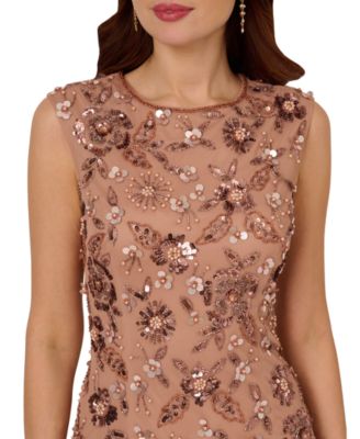 Petite Embellished Mesh Midi Dress