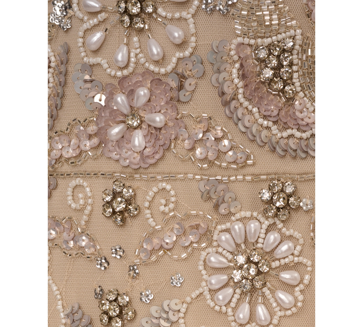 Adrianna Papell Beaded Mesh Gown In Biscotti
