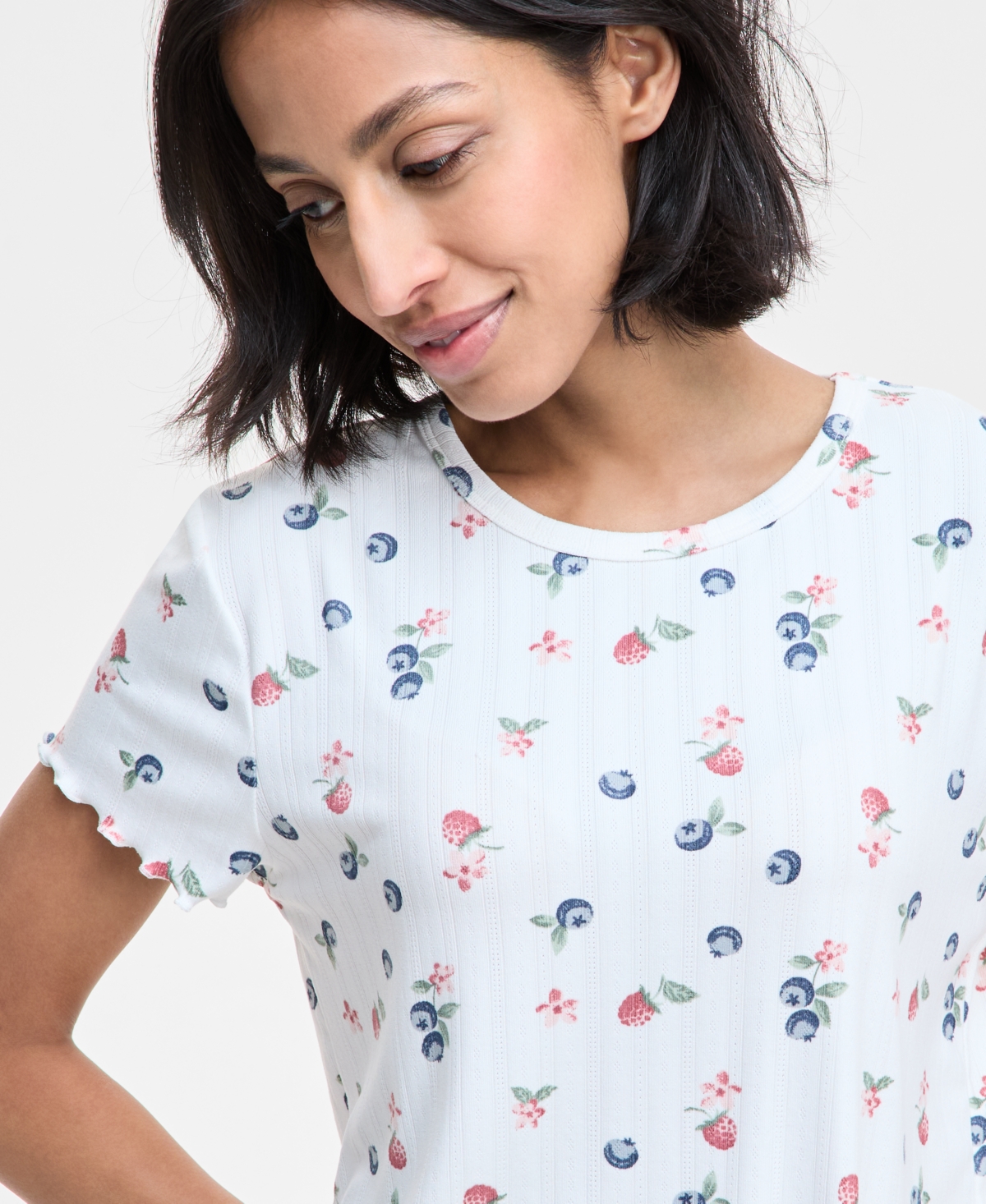Roudelain Women's Printed Pointelle Short Pajama Set In Hampton Berries