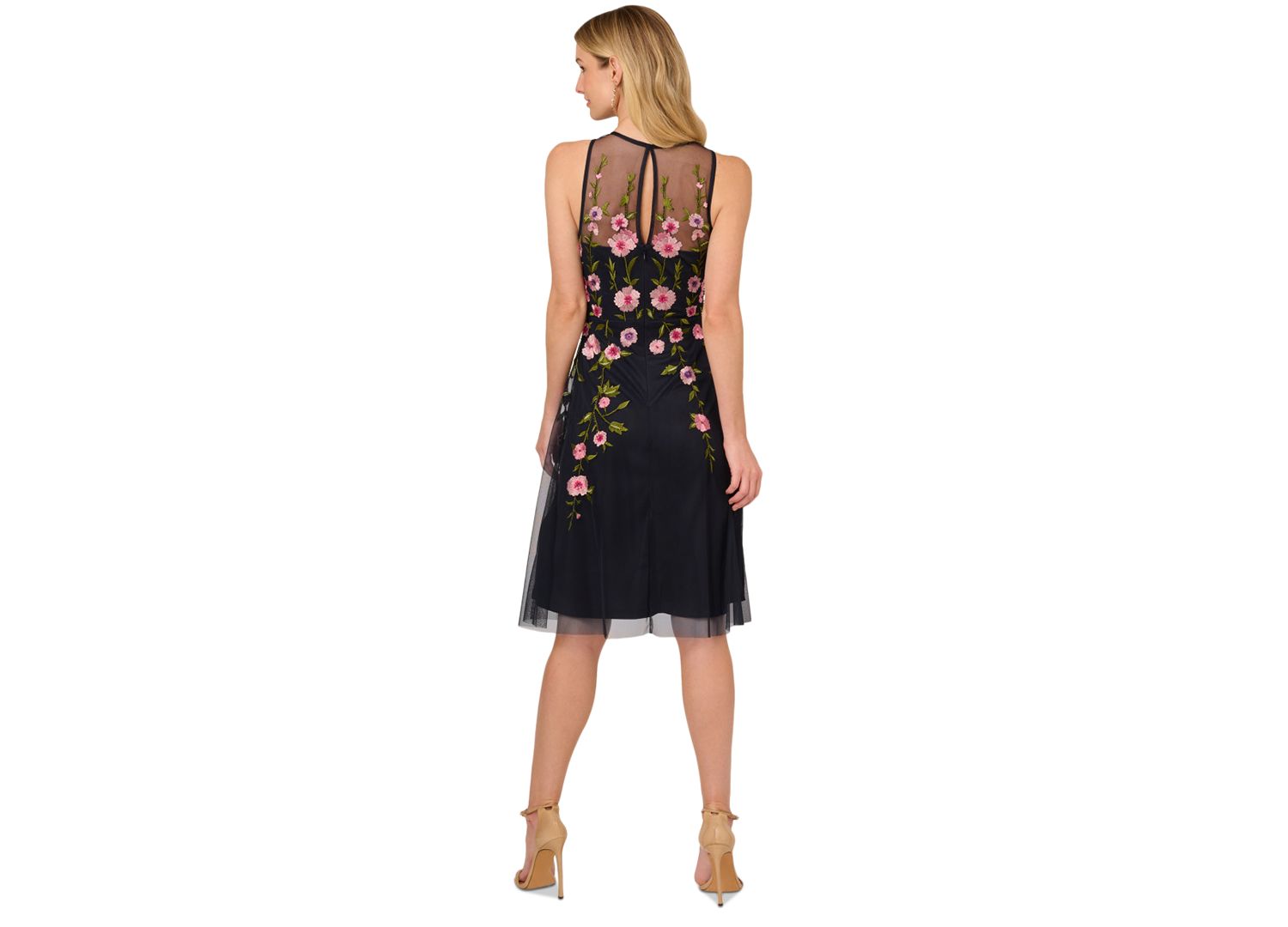 Women's Embroidered Beaded Fit & Flare Dress