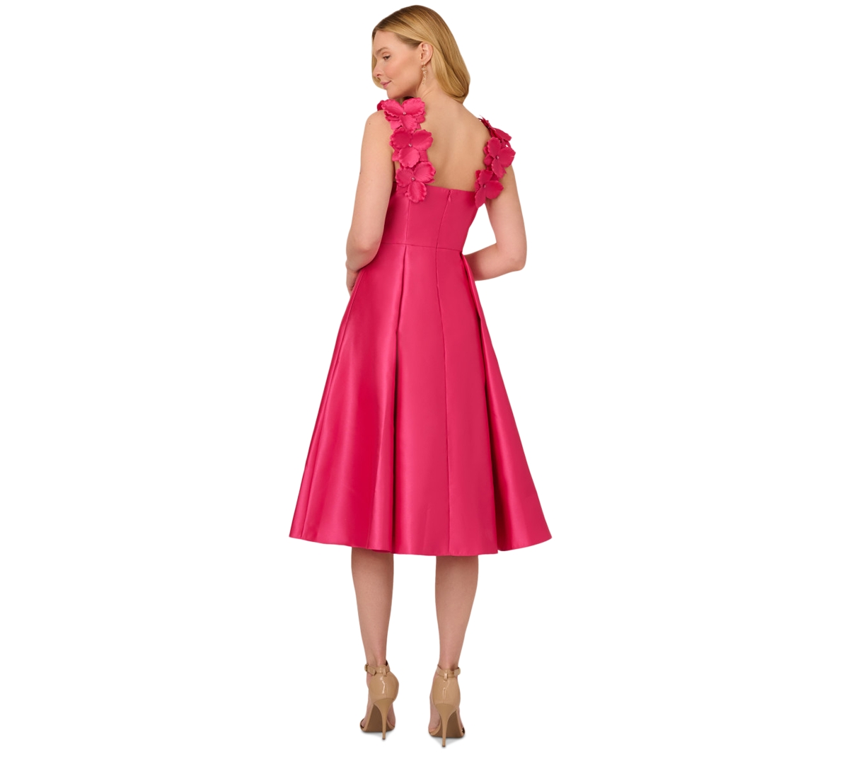 Adrianna Papell Women's Floral Applique Fit & Flare Dress In Electric Pink