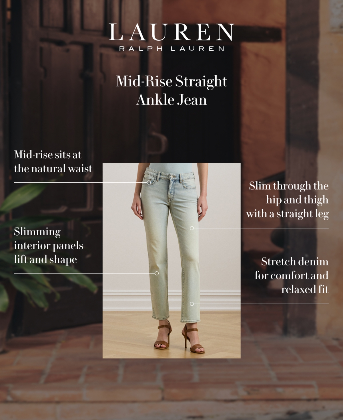 Shop Ralph Lauren Women's Mid-rise Straight Ankle Jeans, Regular & Petite In Stella Wash