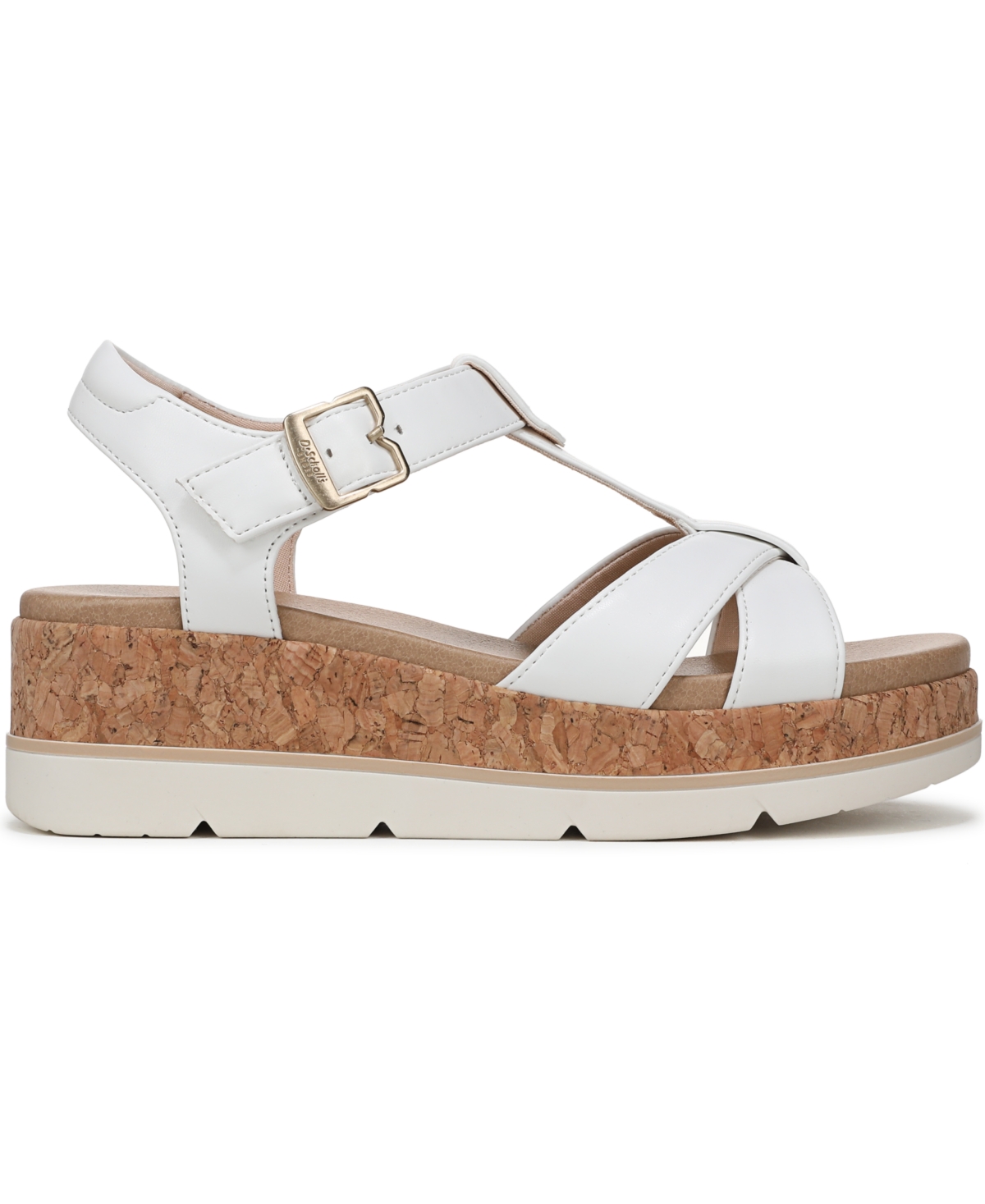 Shop Dr. Scholl's Women's Once Again T-strap Wedge Sandals In White Faux Leather