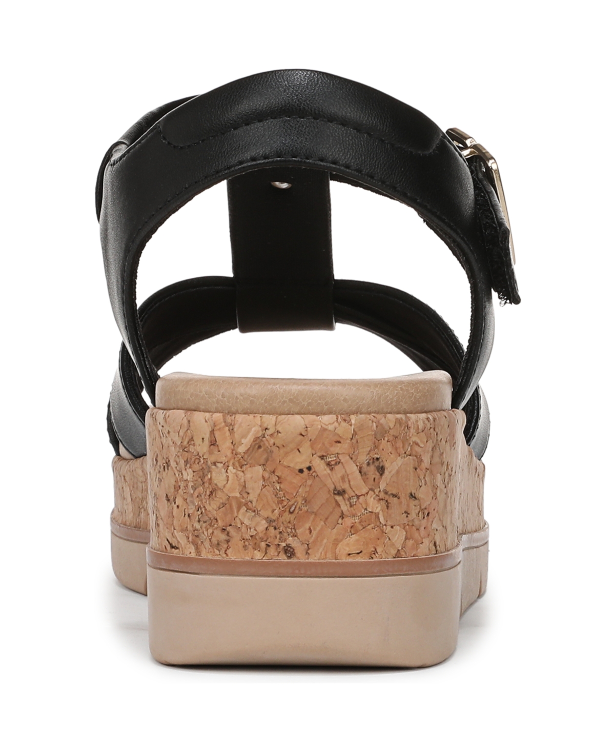 Shop Dr. Scholl's Women's Once Again T-strap Wedge Sandals In Black Faux Leather