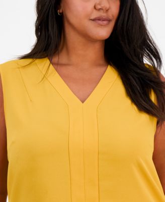 売れ筋商品|||カスパー カットソー トップス レディース Plus Size Sleeveless V-Neck Blouse Butterscotch Kasper Plus Size Sleeveless V-Neck Blouse - Macy's