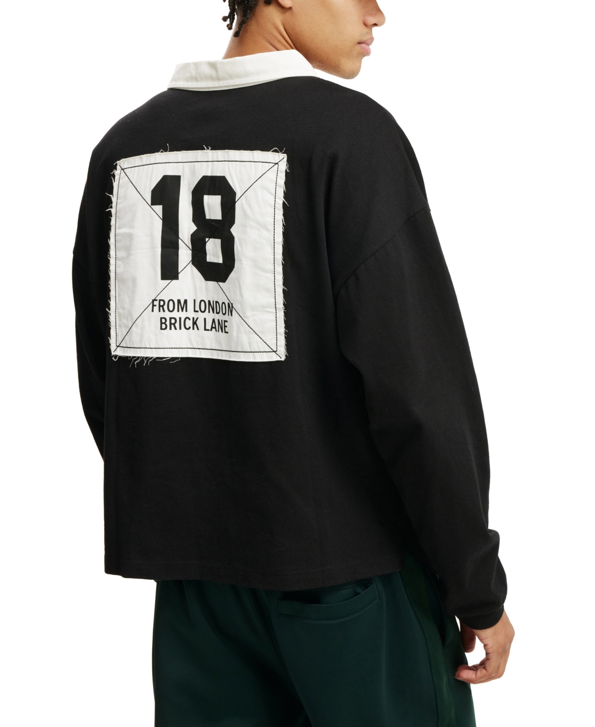 COTTON ON MEN'S BOX FIT RUGBY LONG SLEEVE POLO SHIRT 