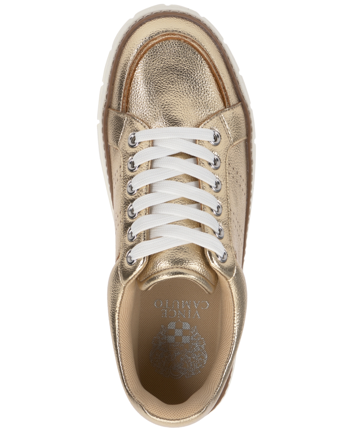 Shop Vince Camuto Women's Randay Lace-up Platform Sneakers In Egyptian Gold Faux Leather
