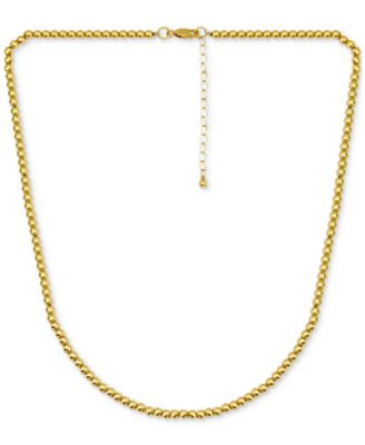 Polished Bead Link Chain Necklace 16" + 2" extender, 18k gold-plated sterling silver Exclusively at Macy's