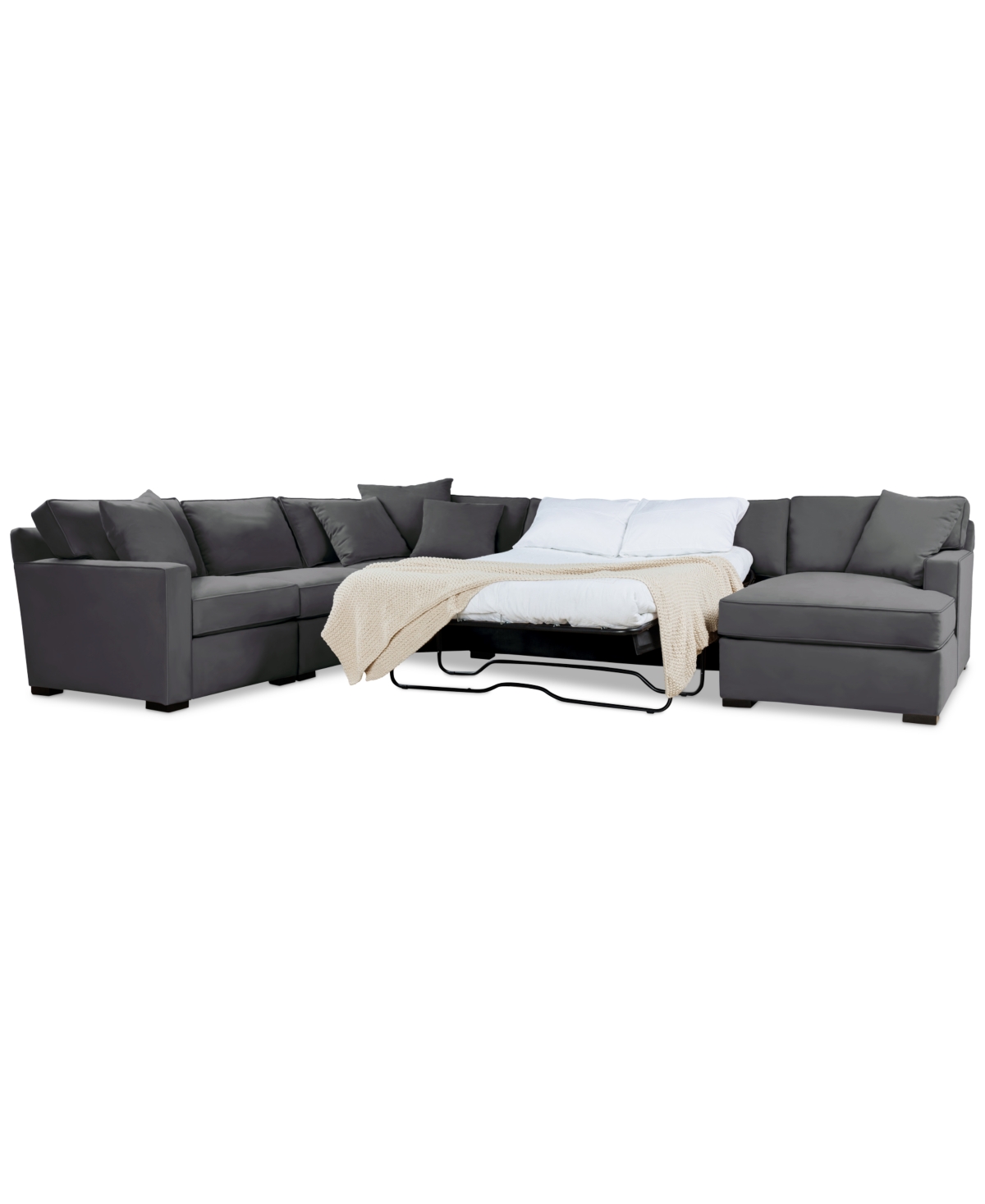 Shop Macy's Radley 5-pc. Fabric Sleeper Sectional Sofa, Created For  In Mocha Grey