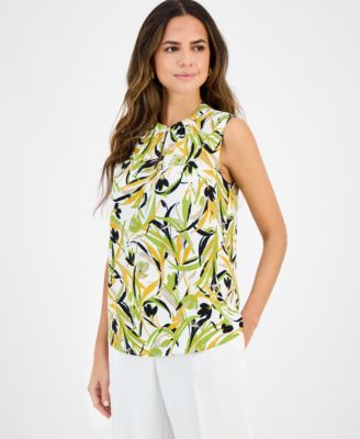 Kasper - Women's Printed Sleeveless Keyhole Top