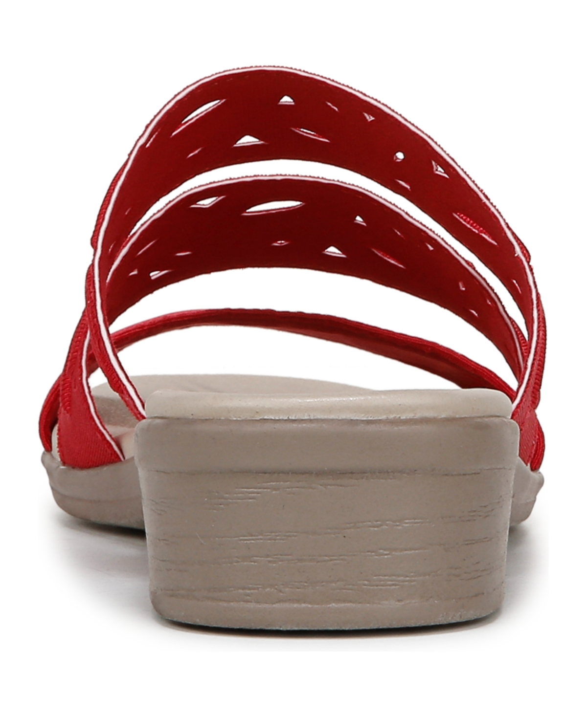 Bzees Poppy Slide Sandal In Fire Red Shimmer Fabric