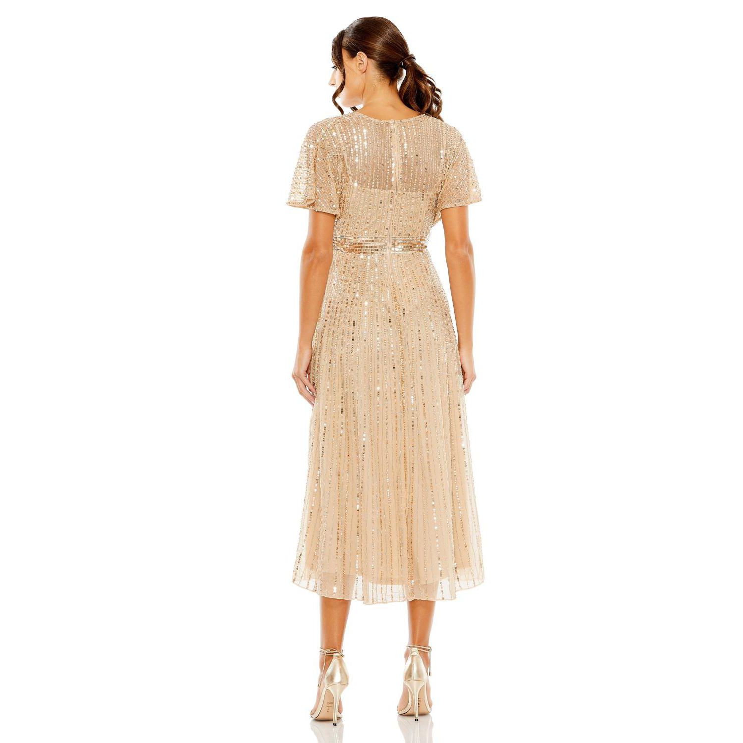 Women's A Line Embellished Short Sleeve Dress