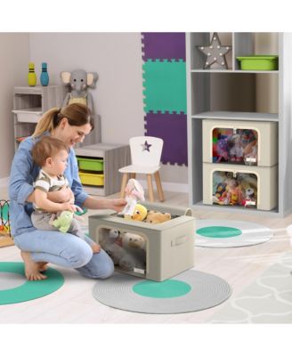 6 Pack Medium Foldable Storage Box - Metal Frame, Oxford Fabric, Large Window & Handles - Organization for Bedroom, Linens & Clothes