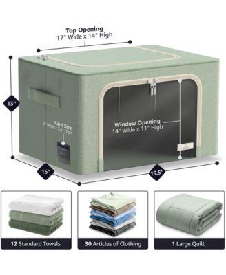 6 Pack Medium Foldable Storage Box - Metal Frame, Oxford Fabric, Large Window & Handles - Organization for Bedroom, Linens & Clothes