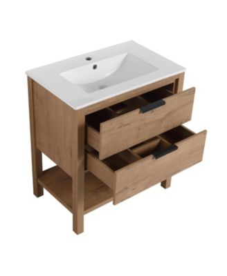 30 Inch Bathroom Vanity Plywood With 2 Drawers (Only Vanity, without Basin)