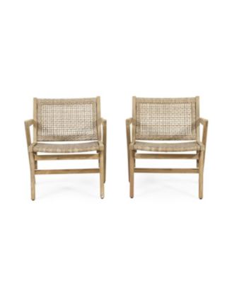 Streamdale Acadia Wood and Woven Wicker Set of 2 Club Chairs for Outdoor Relaxation