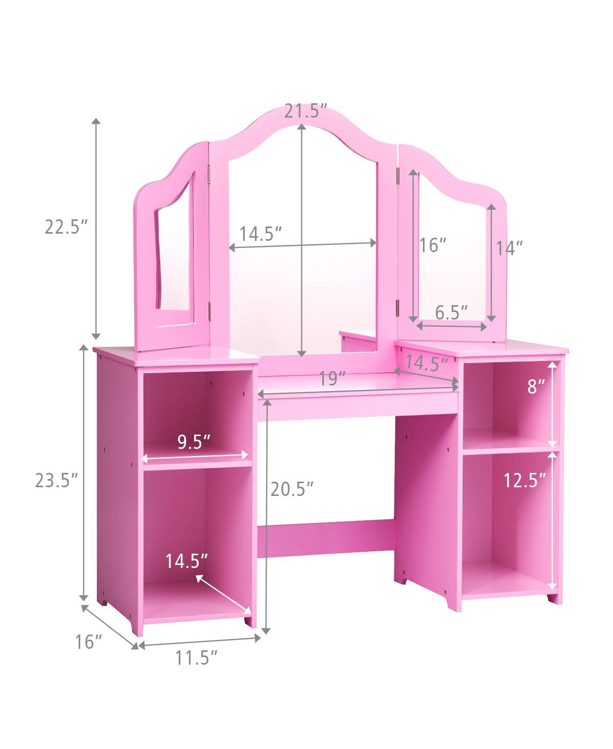 Kids Tri Folding Mirror Makeup Dressing Vanity Table Set