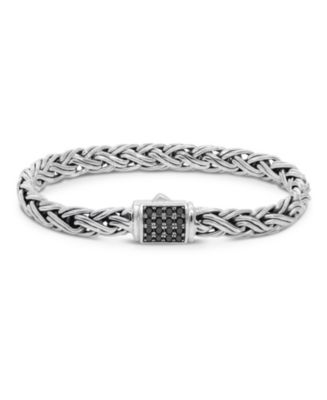Black Spinel & Sterling Silver Paddy Oval 7mm Chain Bracelet, Medium 7. ...