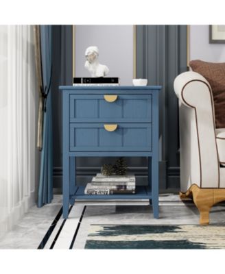 2 Pc. Modern Upholstered 3-Tier Storage Nightstand Side Table