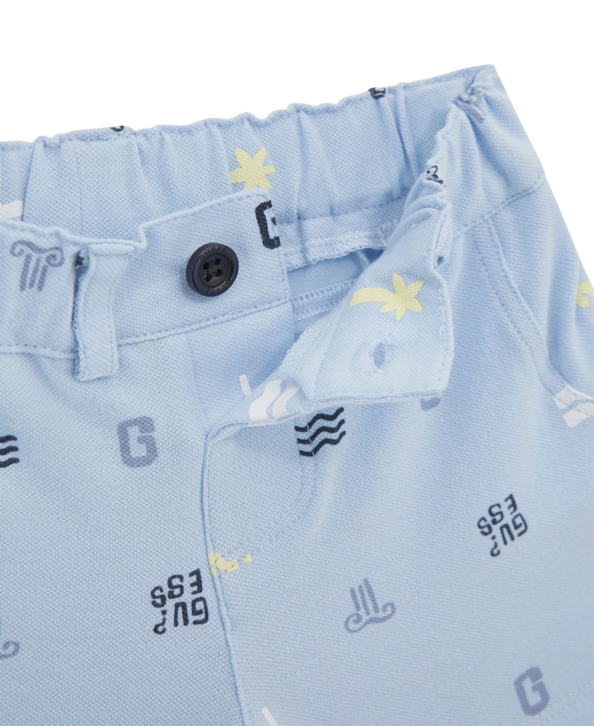Guess Baby Boys 2-piece Short Sleeve Stretch Piquet Polo And Stretch Piquet Short Set In Blue
