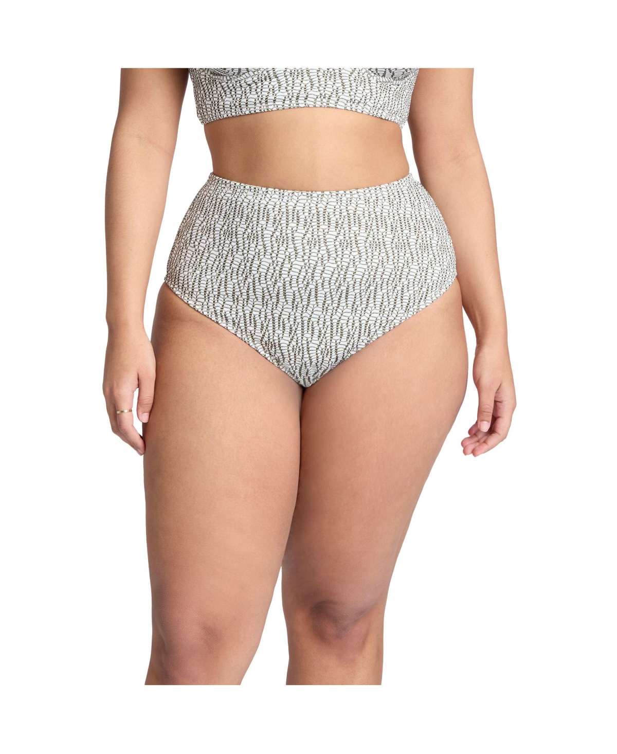 Plus Size High Waisted Bikini Bottom - Black white