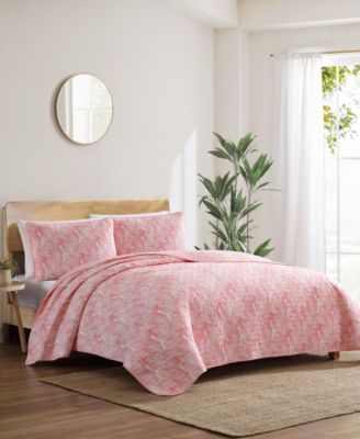 Distressed Water Leaves 3-Pc. Quilt Set, Full/Queen