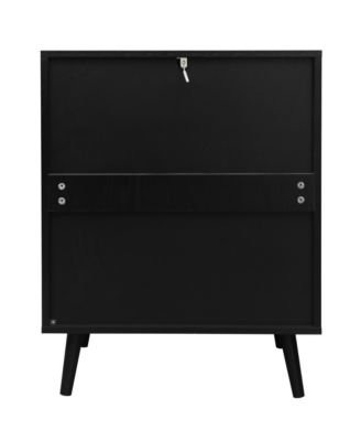 3 Drawer Storage Cabinet Rattan Dressers Chest of Drawers Entryway Cabinet Fluted Nightstand Bedside Table Dresser for Bedroom Living Room, Black